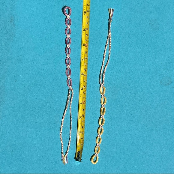 Handmade matching pack woven Daisy chain friendship bracelets purple yellow - Picture 6 of 11